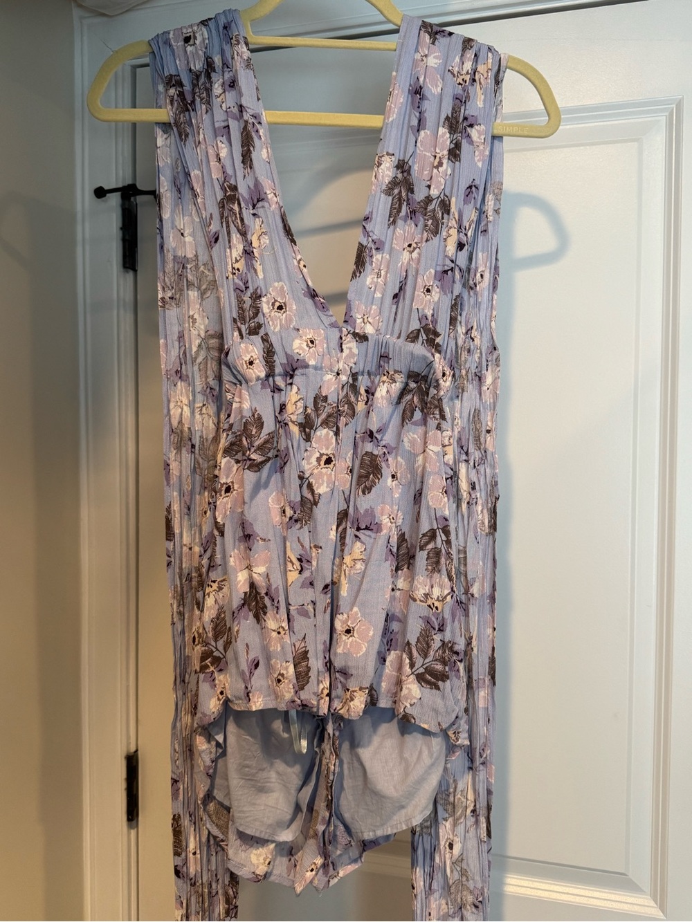 Cotton Candy Light Blue & Lavender Floral Ruffled Top